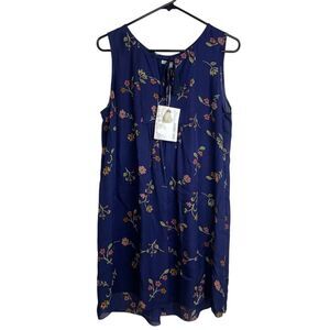 Love Johnny Was Silk Dress Medium Blue Floral Tassels Sheer Flowers In The Wind